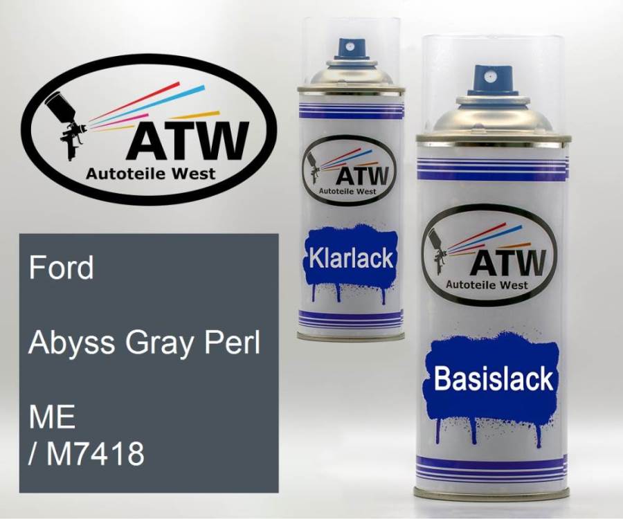 Ford, Abyss Gray Perl, ME / M7418: 400ml Sprühdose + 400ml Klarlack - Set, von ATW Autoteile West.